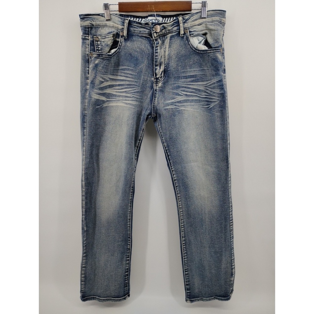 RGSTR Straight Leg Mens Jeans Size 38x30 Light Distressed Wash